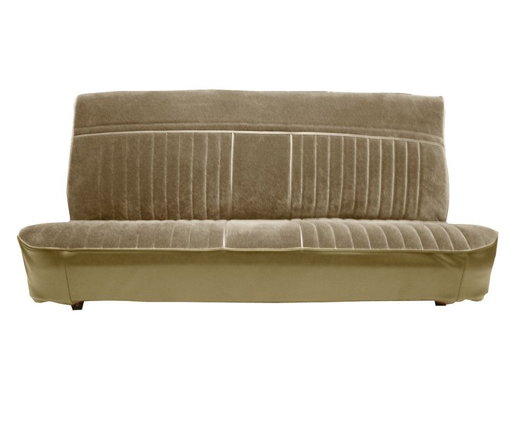 Front Bench Seat Upholstery for 1981-1987 Chevy/GMC Standard Cab Truck [With Deluxe Pleats, Palomino Vinyl, Sandstone Velour]