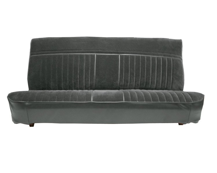 Front Bench Seat Upholstery for 1981-1987 Chevy/GMC Standard Cab Truck [With Deluxe Pleats, Charcoal Vinyl, Charcoal Velour]