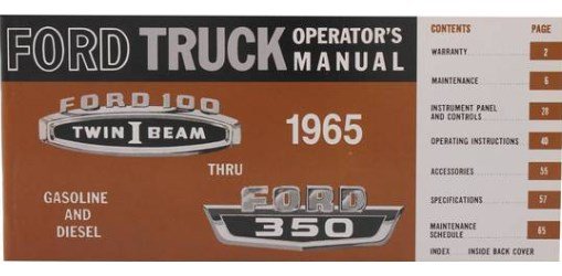 Owner's Manual for 1965 Ford F100, F250, F350 Trucks