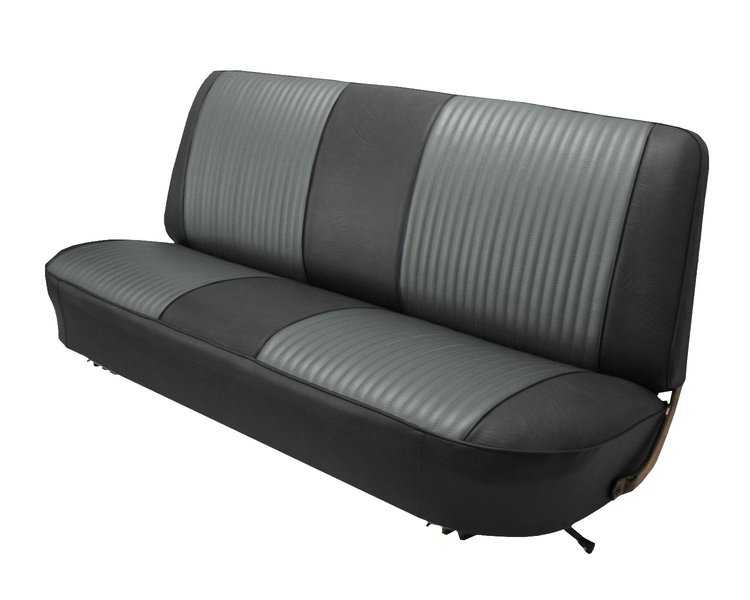 Bench Seat Upholstery for 1967-1972 Ford F-100/F-250/F-350 Standard Cab Truck [Black Oxen Grain, Charcoal Sierra]