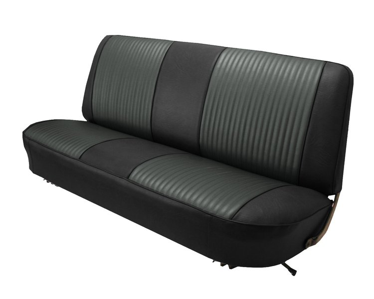 Bench Seat Upholstery for 1967-1972 Ford F-100/F-250/F-350 Standard Cab Truck [Black Oxen Grain, Graphite Woven Cloth]