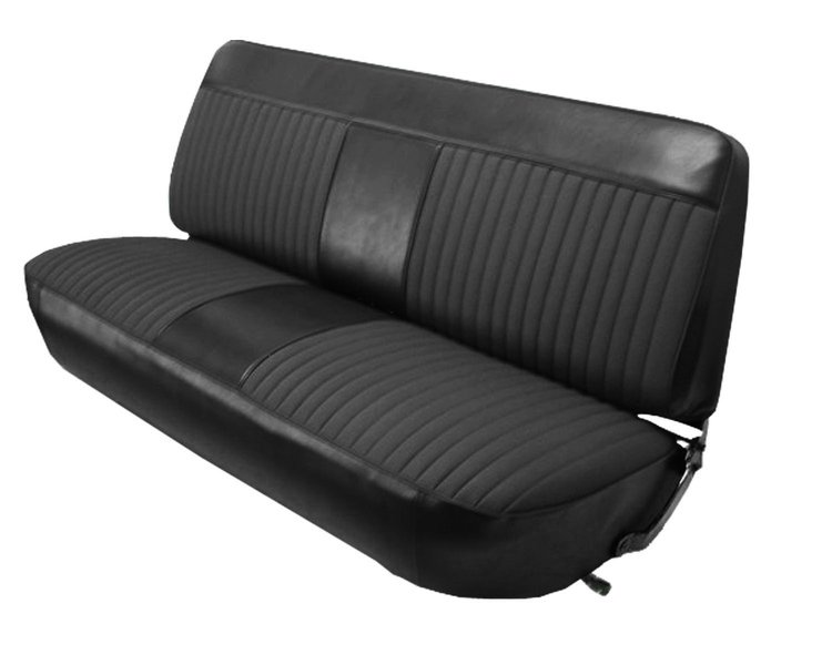 Front Bench Seat Upholstery for 1973-1979 Ford F-100/F-150/F-250/F-350 Standard/Crew Cab Truck [Black Corinthian Vinyl]