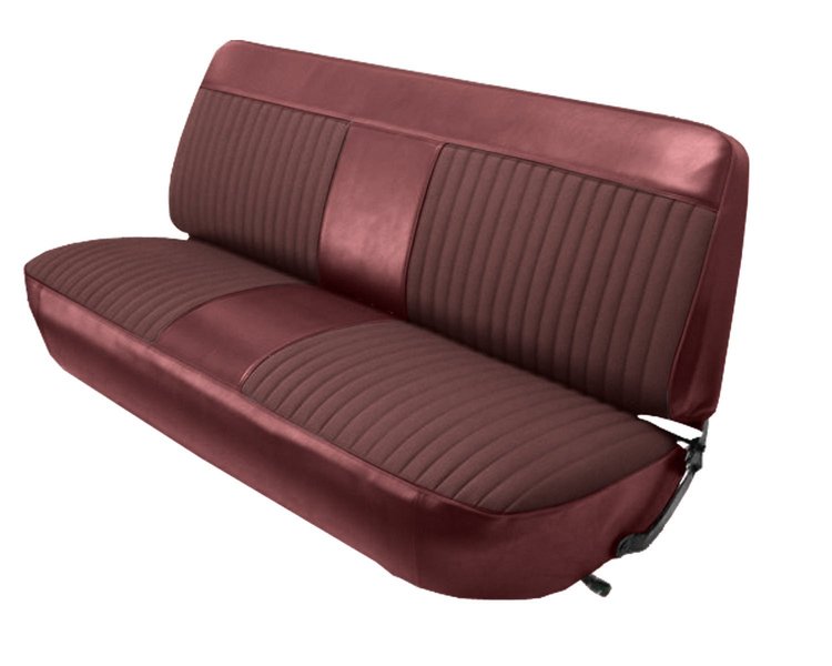 Front Bench Seat Upholstery for 1973-1979 Ford F-100/F-150/F-250/F-350 Truck [Maroon Corinthian/Currant Woven Cloth]