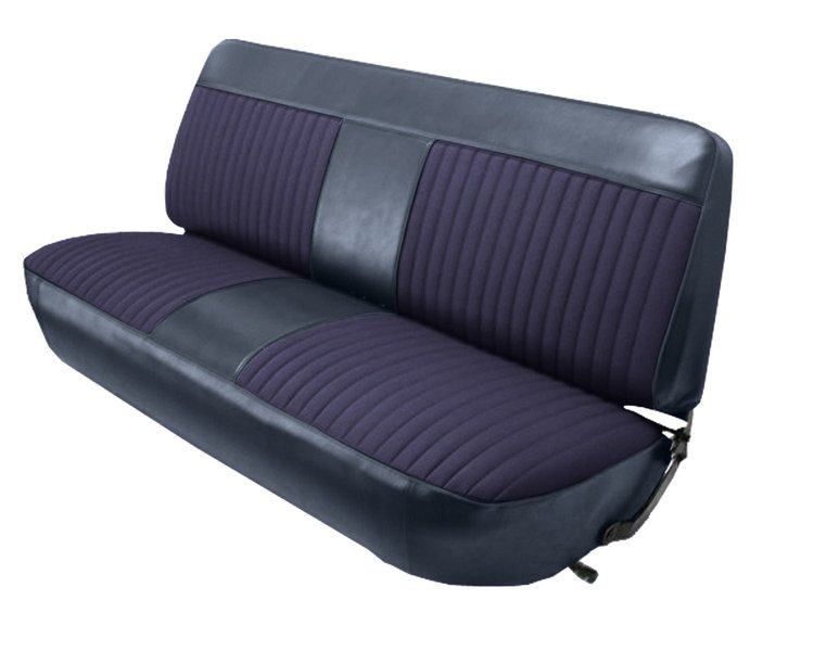 Front Bench Seat Upholstery for 1973-1979 Ford F-100/F-150/F-250/F-350 Truck [Navy Blue Madrid/Dark Blue Enclore Velour Cloth]