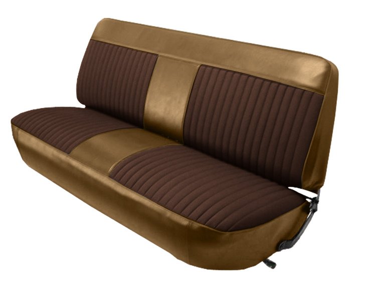Front Bench Seat Upholstery for 1973-1979 Ford F-100/F-150/F-250/F-350 Truck [Saddle Sierra/Walnut Enclore Velour Cloth]