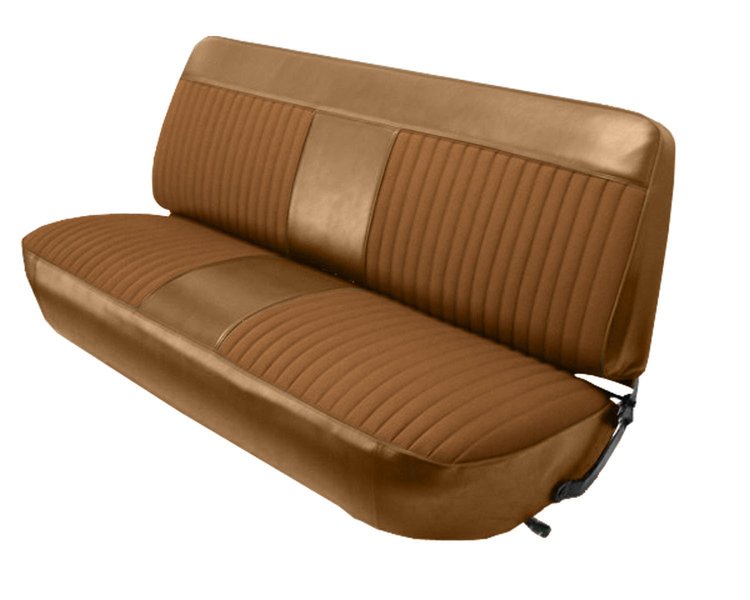 Front Bench Seat Upholstery for 1973-1979 Ford F-100/F-150/F-250/F-350 Truck [Camel Madrid/Camel Enclore Velour Cloth]