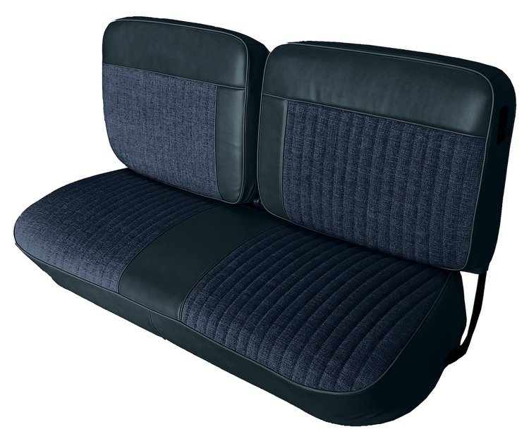 Front and Rear Bench Seat Upholstery Fits Select 1973-1986 Ford Truck Ext./Super Cab Truck [Dark Blue Sierra/Indigo Blue Cloth]