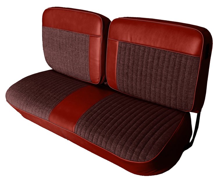 Front and Rear Bench Seat Upholstery Fits Select 1973-1986 Ford Truck Ext./Super Cab Truck [Dark Red Sierra/Currant Cloth]