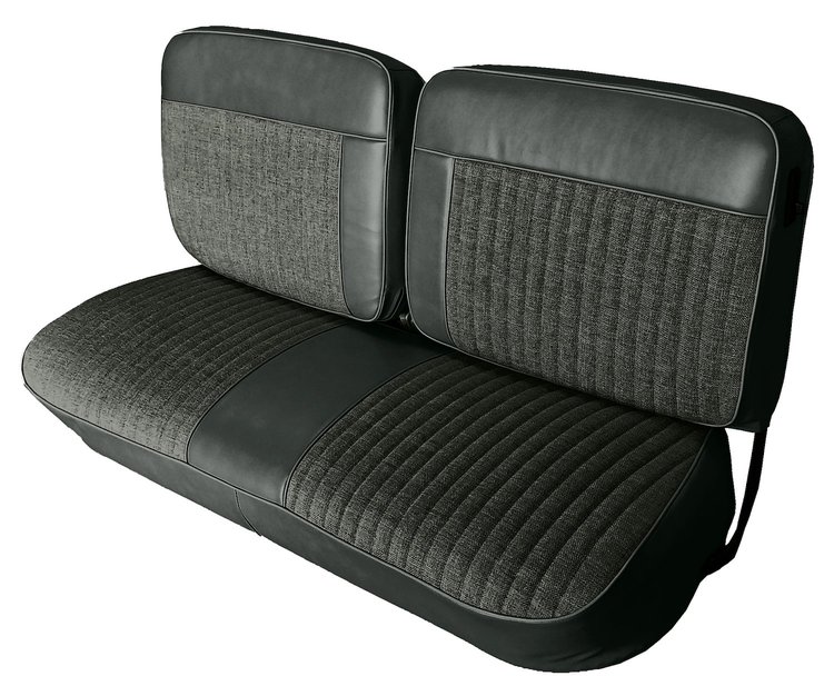 Front and Rear Bench Seat Upholstery Fits Select 1973-1986 Ford Truck Ext./Super Cab Truck [Charcoal Sierra/Graphite Cloth]