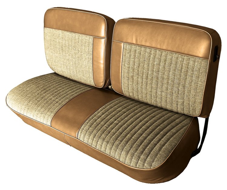 Front and Rear Bench Seat Upholstery Fits Select 1973-1986 Ford Truck Ext./Super Cab Truck [Saddle Sierra/Sahara Cloth]