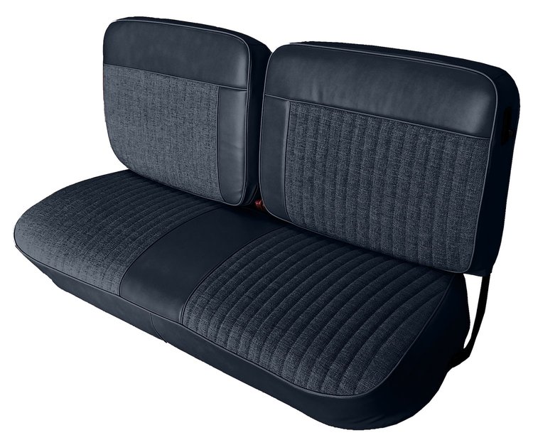 Front and Rear Bench Seat Upholstery Fits Select 1973-1986 Ford Truck Ext./Super Cab Truck [Dark Blue Sierra Grain Vinyl]