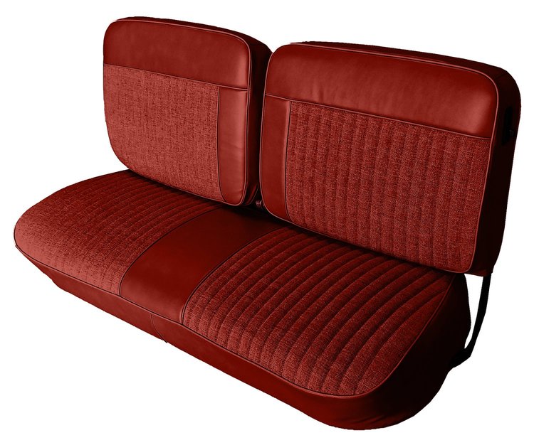 Front and Rear Bench Seat Upholstery Fits Select 1973-1986 Ford Truck Ext./Super Cab Truck [Dark Red Sierra Grain Vinyl]