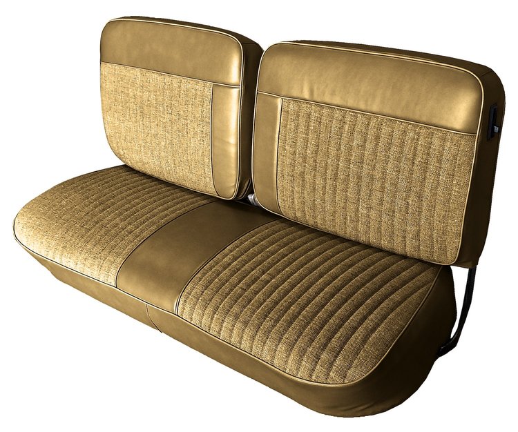 Front and Rear Bench Seat Upholstery Fits Select 1973-1986 Ford Truck Ext./Super Cab Truck [Palomino Sierra Grain Vinyl]