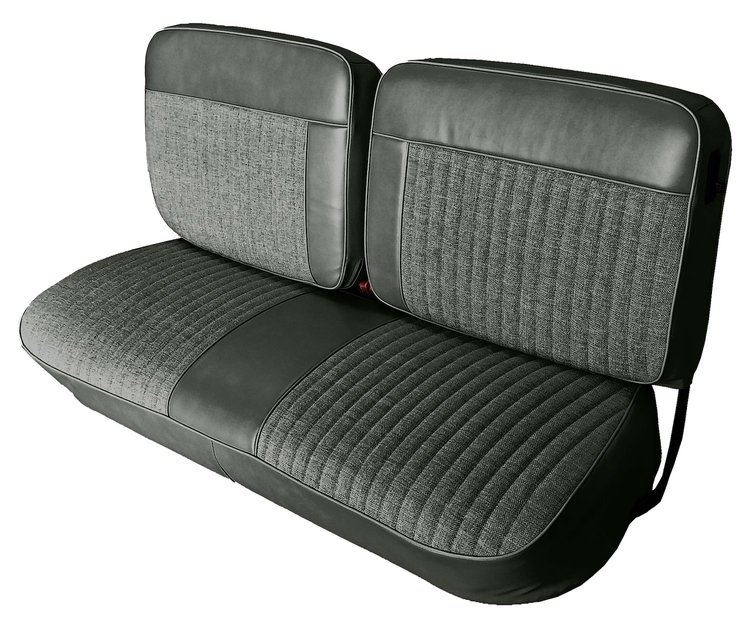 Front and Rear Bench Seat Upholstery Fits Select 1973-1986 Ford Truck Ext./Super Cab Truck [Charcoal Sierra Grain Vinyl]