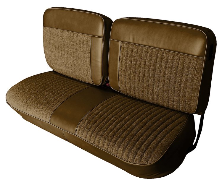 Front and Rear Bench Seat Upholstery Fits Select 1973-1986 Ford Truck Ext./Super Cab Truck [Saddle Sierra Grain Vinyl]