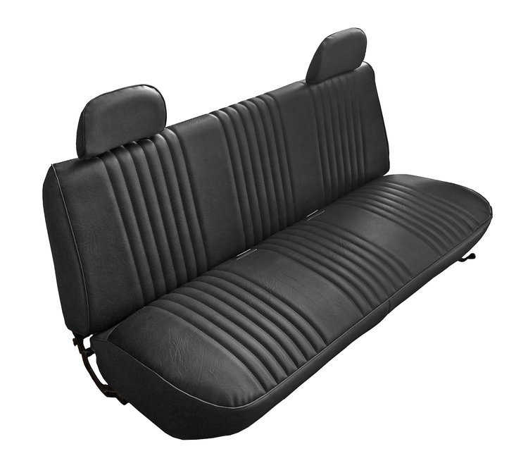 Bench Seat Upholstery for 1992-1996 Ford F-150/F-250/F-350 Standard Cab Truck [w/Head Rest Covers, Black Oxen Vinyl]