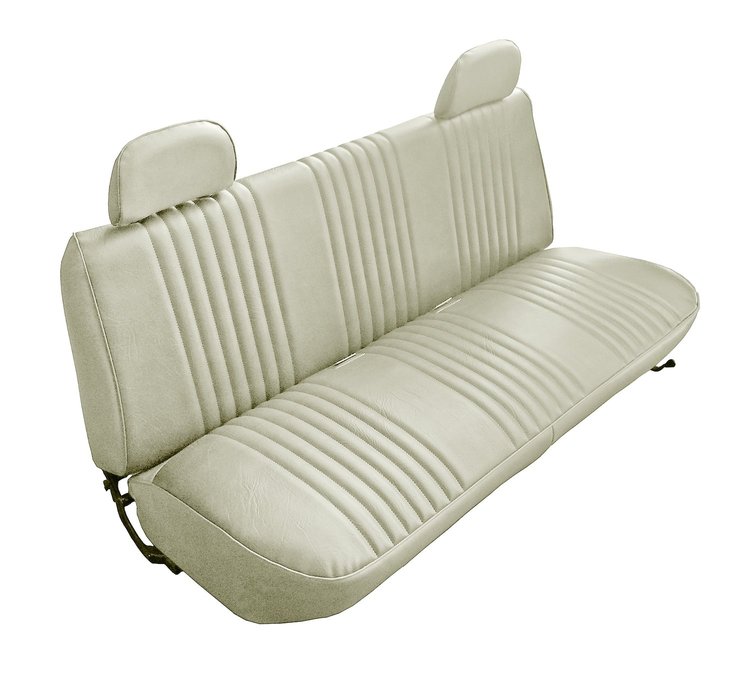 Bench Seat Upholstery for 1992-1996 Ford F-150/F-250/F-350 Standard Cab Truck [w/Head Rest Covers, Off White Madrid Vinyl]