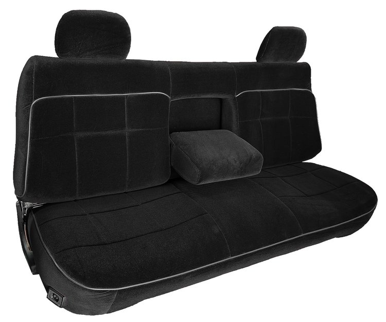 Bench Seat Upholstery for 1992-1996 Ford F-150/F-250/F-350 Standard Cab Truck [w/Head Rest Covers/Armrest, Black]
