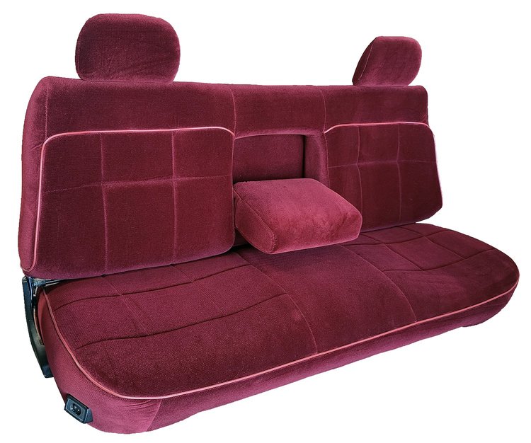 Bench Seat Upholstery for 1992-1996 Ford F-150/F-250/F-350 Standard Cab Truck [w/Head Rest Covers/Armrest, Brick Maroon]
