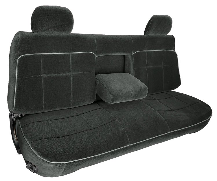 Bench Seat Upholstery for 1992-1996 Ford F-150/F-250/F-350 Standard Cab Truck [w/Head Rest Covers/Armrest, Charcoal]