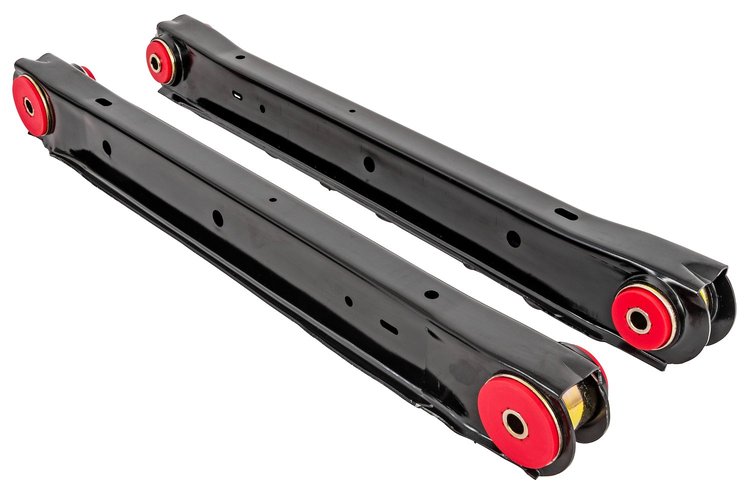 Rear Lower Trailing Arms Fits Select 1964-1972 Chevrolet, Buick, Oldsmobile, Pontiac Models [Red Polyurethane]