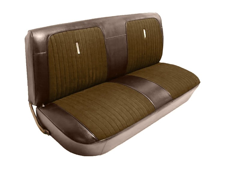 Bench Seat Upholstery for 1967-1972 Ford F-100/F-250/F-350 Standard Cab Truck [Dark Brown Oxen Grain, Saddle Madrid]