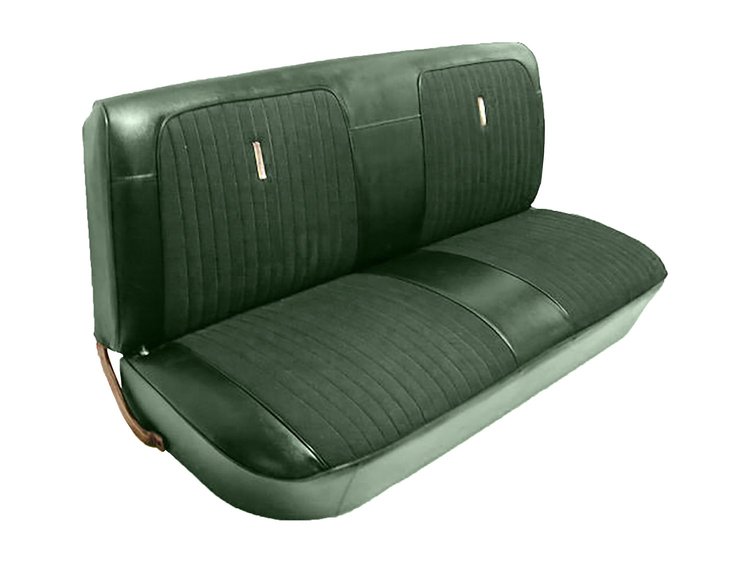 Bench Seat Upholstery for 1967-1972 Ford F-100/F-250/F-350 Standard Cab Truck [Dark Green Oxen Grain, Green Madrid]