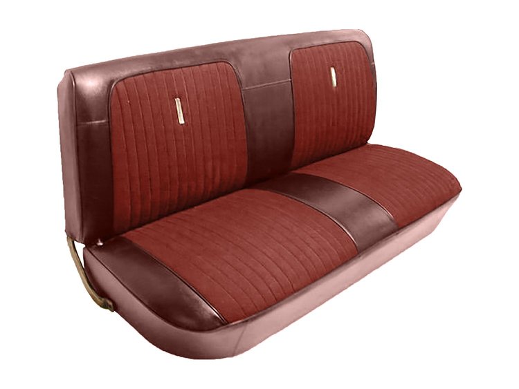 Bench Seat Upholstery for 1967-1972 Ford F-100/F-250/F-350 Standard Cab Truck [Firethorne Oxen Grain, Red Madrid]