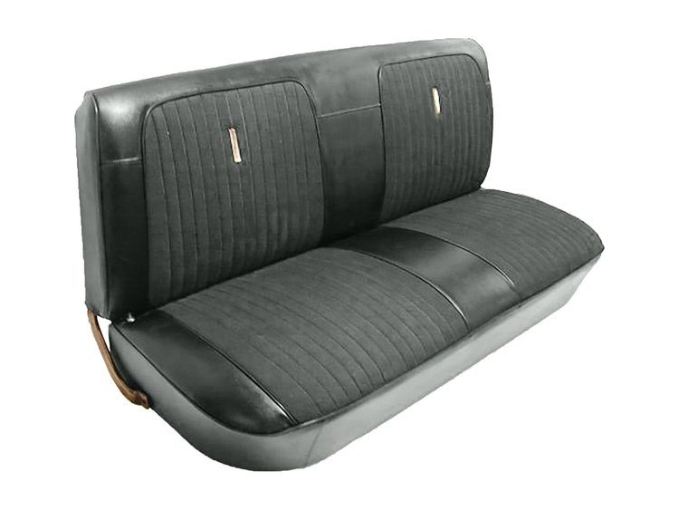 Bench Seat Upholstery for 1967-1972 Ford F-100/F-250/F-350 Standard Cab Truck [Charcoal Gray Oxen Grain, Charcoal Madrid]