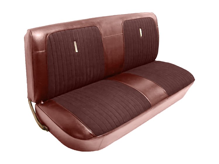 Bench Seat Upholstery for 1967-1972 Ford F-100/F-250/F-350 Standard Cab Truck [Firethorne Oxen Grain, Red Interlude Cloth]