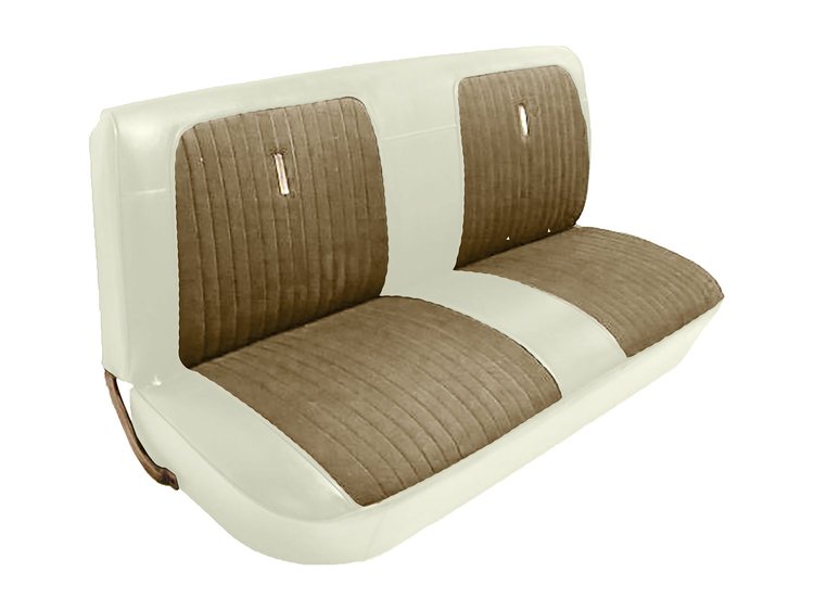 Bench Seat Upholstery for 1967-1972 Ford F-100/F-250/F-350 Standard Cab Truck [White Oxen Grain, Sahara Interlude Cloth]