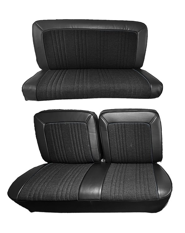 Front and Rear Bench Seat Upholstery for 1978-1979 Ford Bronco [Black Oxen Vinyl/Black Madrid Vinyl]
