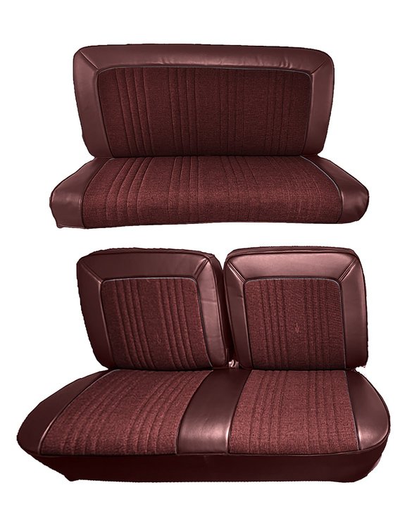 Front and Rear Bench Seat Upholstery for 1978-1979 Ford Bronco [Maroon Oxen Vinyl/Maroon Madrid Vinyl]