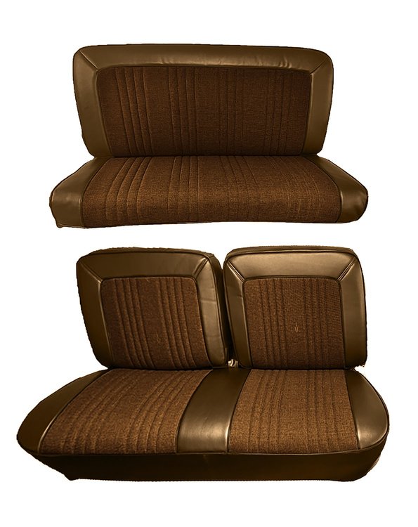 Front and Rear Bench Seat Upholstery for 1978-1979 Ford Bronco [Dark Saddle Oxen Vinyl/Dark Saddle Madrid Vinyl]