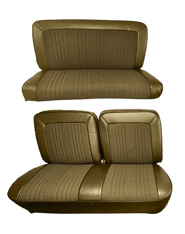 Front and Rear Bench Seat Upholstery for 1978-1979 Ford Bronco [Sandalwood Madrid Vinyl/Sand Beige Montana Vinyl]