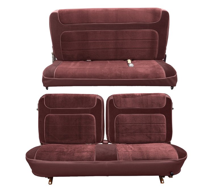 Front Split Bench and Rear Bench Seat Upholstery for 1980-1986 Ford Bronco [Corinthian Vinyl, Maroon]