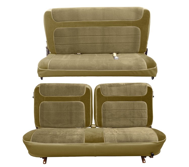 Front Split Bench and Rear Bench Seat Upholstery for 1980-1986 Ford Bronco [Corinthian Vinyl, Palomino]