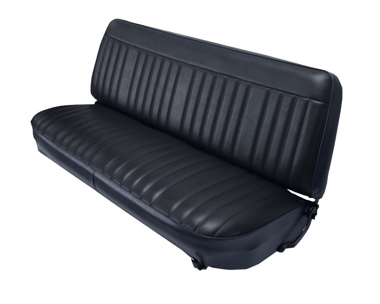 Bench Seat Upholstery Fits Select 1980-1986 Ford F-Series Standard Cab Truck [Navy Blue Madrid Vinyl, Dark Blue Encore Velour]