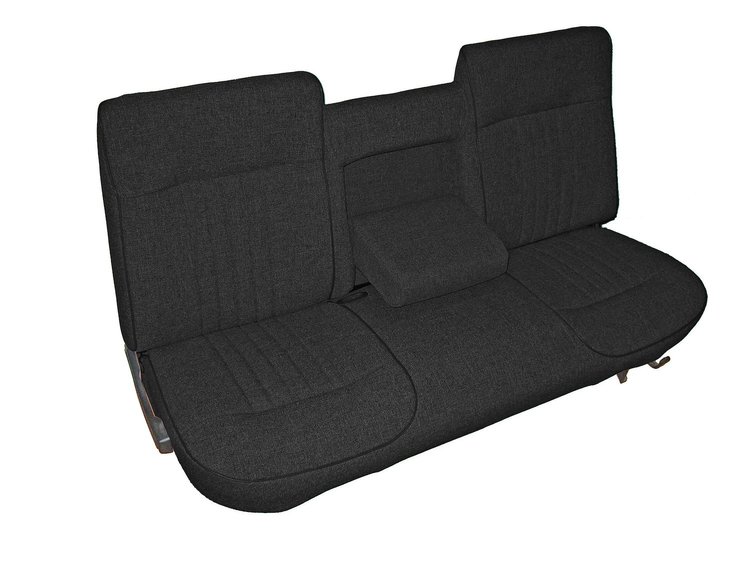 Bench Seat Upholstery for 1987-1991 Ford F-150/F-250/F-350 Standard Cab Truck [w/Center Arm Rest, Black/Ebony]
