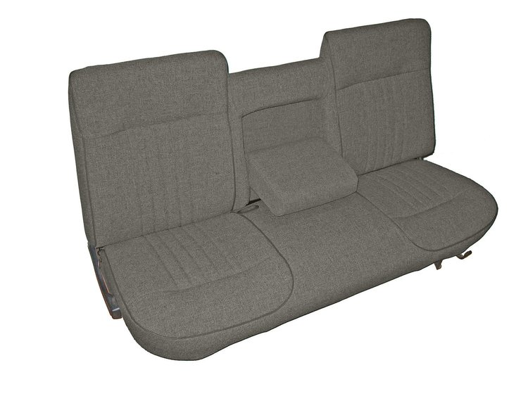 Bench Seat Upholstery for 1987-1991 Ford F-150/F-250/F-350 Std. Cab Truck [w/Center Arm Rest, Light & Dark Charcoal/Silver Spur]