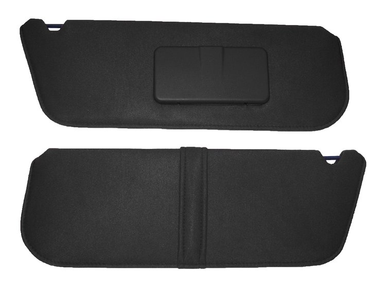 Sun Visors for 1987-1996 Ford F-150, F-250 Truck, Bronco [Right/Passenger Side Mirror, Foambacked Cloth, Black]