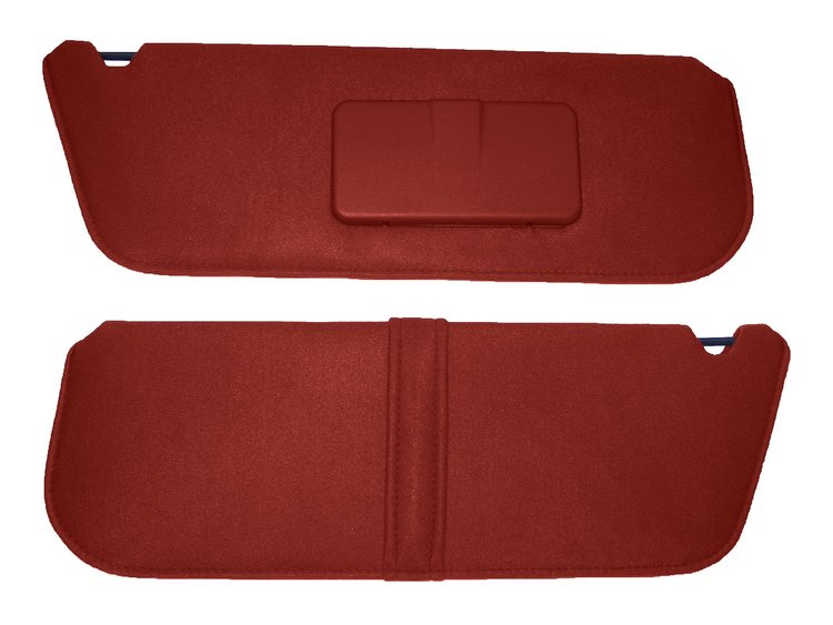 Sun Visors for 1987-1996 Ford F-150, F-250 Truck, Bronco [Right/Passenger Side Mirror, Foambacked Cloth, Red]