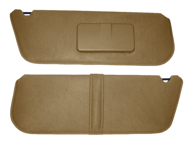 Sun Visors for 1987-1996 Ford F-150, F-250 Truck, Bronco [Right/Passenger Side Mirror, Foambacked Cloth, Saddle]