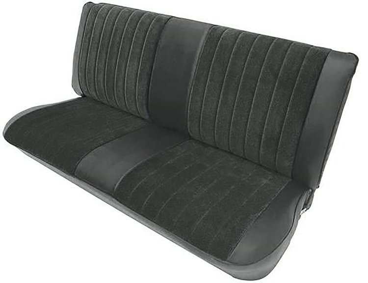 Front Bench Seat Upholstery for 1973-1980 Chevrolet/GMC Standard/Crew Cab Truck [Folding Backrest, Charcoal/Charcoal]