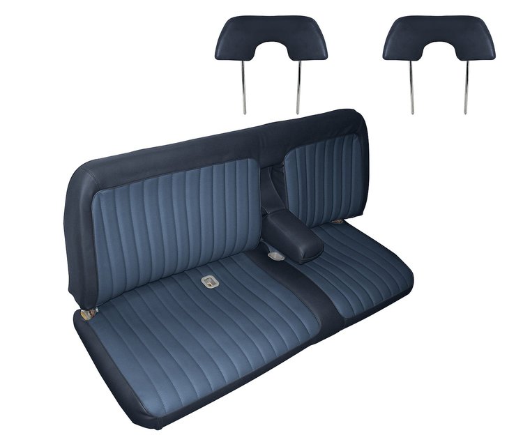 Front Bench Seat Upholstery for 1988-1995 Chevrolet/GMC Standard Cab Truck [Center Arm Rest/Headrest, Navy Blue/Royal Blue]