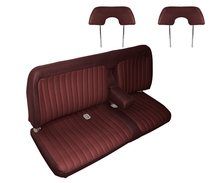 Front Bench Seat Upholstery for 1988-1995 Chevrolet/GMC Standard Cab Truck [Center Arm Rest/Headrest, Brick/Burgundy]