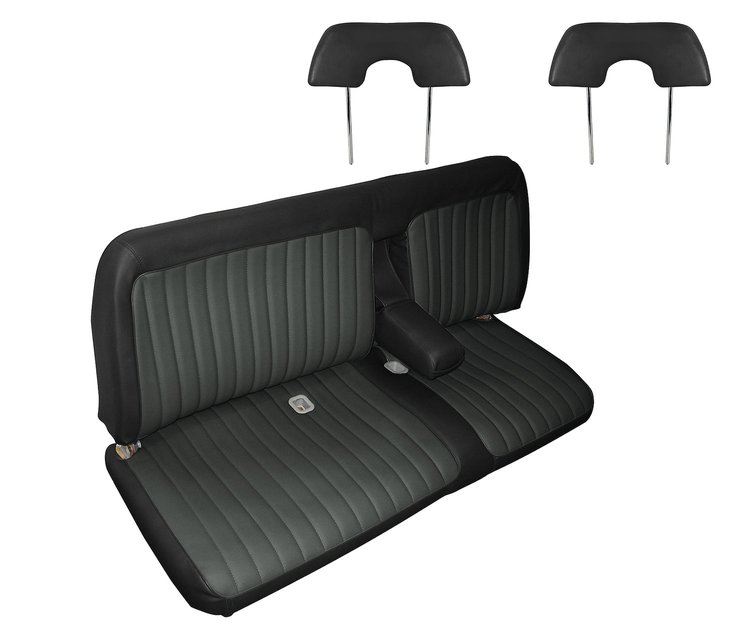 Front Bench Seat Upholstery for 1988-1995 Chevrolet/GMC Standard Cab Truck [Center Arm Rest/Headrest, Black/Charcoal]