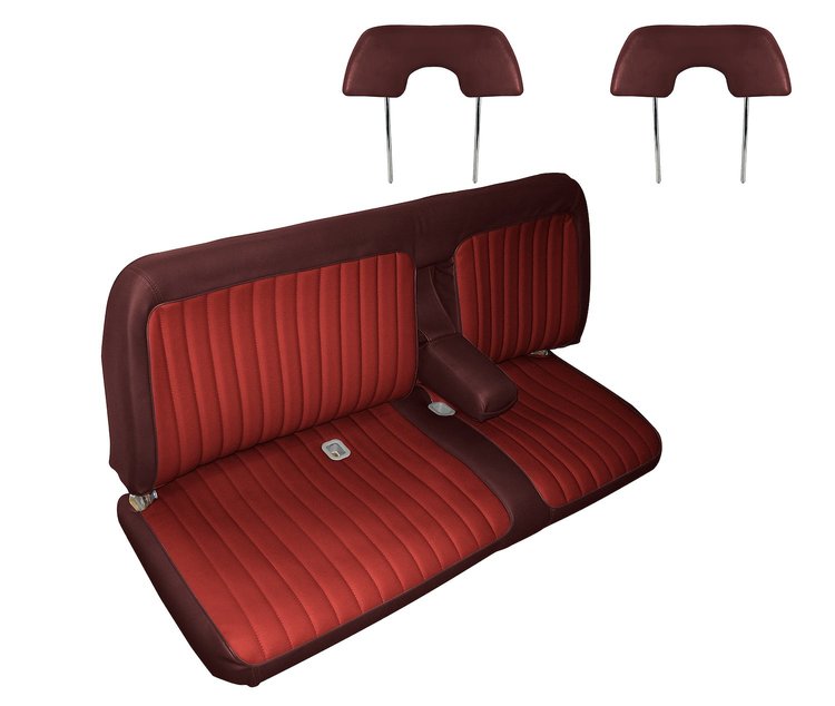 Front Bench Seat Upholstery for 1988-1995 Chevrolet/GMC Standard Cab Truck [Center Arm Rest/Headrest, Burgundy/Red]