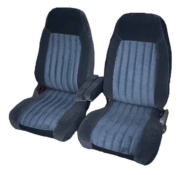 Front Bucket Seat Upholstery for 1988-1995 Chevrolet/GMC Standard Cab Truck [Center Arm Rest/Headrest, Navy Blue/Royal Blue]