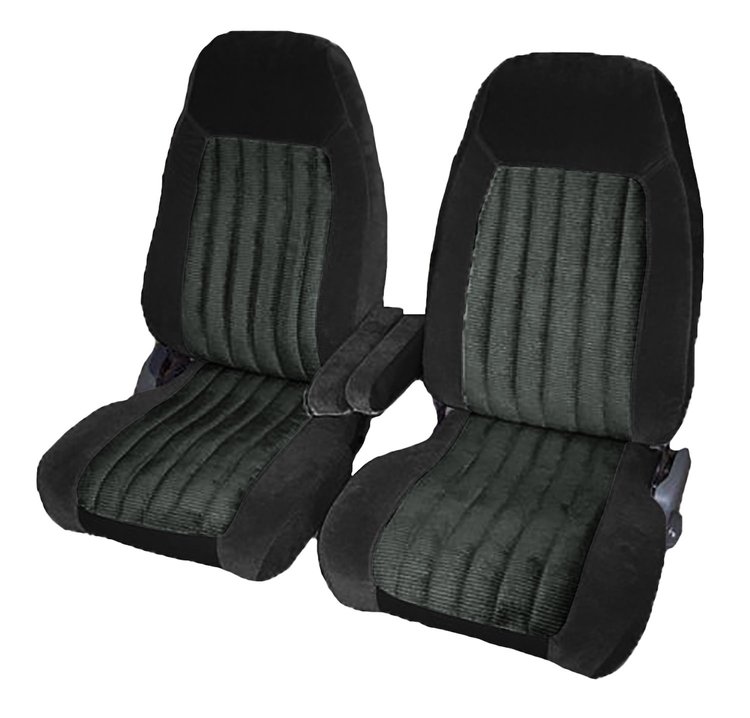 Front Bucket Seat Upholstery for 1988-1995 Chevrolet/GMC Standard Cab Truck [Center Arm Rest/Headrest, Black/Charcoal]